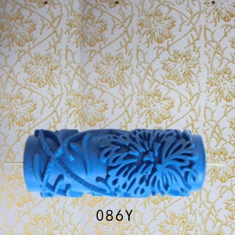 Rouleau de peinture à motif gaufré de 5 pouces, outil de brosse pour décoration murale, bleu 13, style 1 Étiquette (1/4)