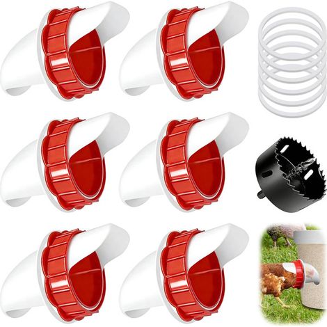 Kit de 6 mangeoires pour poules avec scie cloche, abreuvoir et distributeur de nourriture anti-gaspillage pour volailles (1/5)