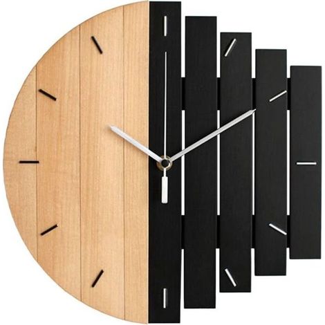 12-Zoll-Wanduhr im Vintage-Stil, ohne numerische Markierungen, dekorative runde Holzwanduhr in Beige und Schwarz (1/4)