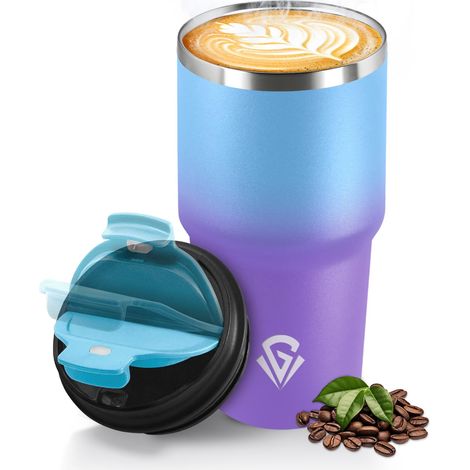 Mug Isotherme 600 ML, Réutilisable, Tasse Isotherme pour Café, Acier Inoxydable 304, Emporter, Anti-fuite, Double Paroi, Étanche Gobelet de Voyage pour Café Chaud et Froid, Lait et Thé (1/5)