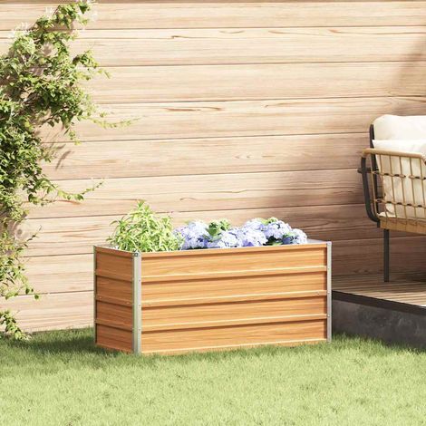 vidaXL  Garden Raised Bed  Light Brown 100 x 40 x 45 cm Galvanised Steel