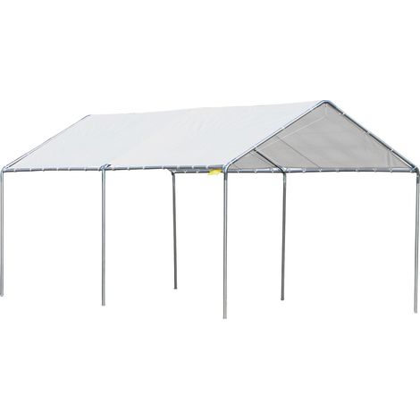 Carport aUVent pour voiture 6 x 3 m acier galvanisé robuste PE haute densité blanc (1/5)