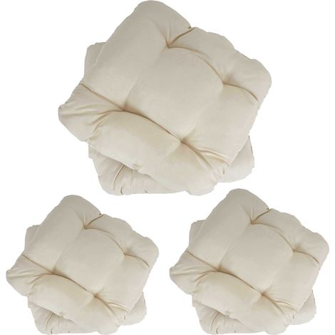 [JAMAIS UTILISÉ] 6x coussin Dublin, coussins de chaise, 43x41x3cm, crème (1/4)