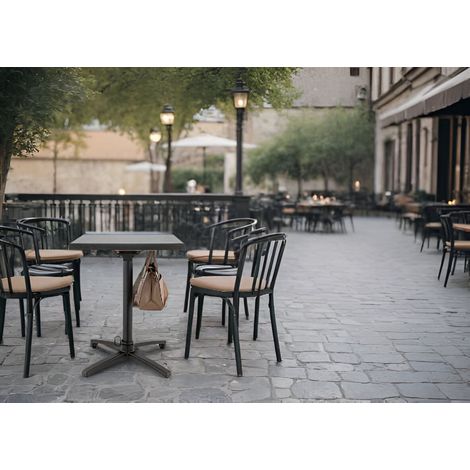 Pied de table pliable d'extérieur Ø 58 cm en aluminium noir mat Martina (1/5)