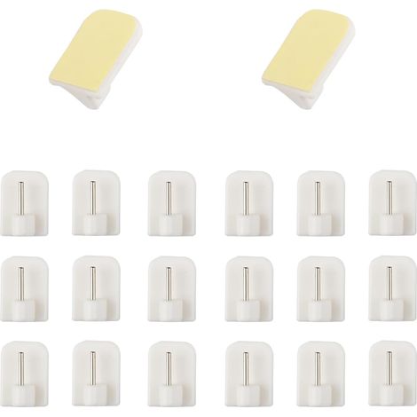 20PCS Crochets Autocollants Blanc Crochets Adhésifs Fenêtre Salle de Bain Cuisine (20PCS) (1/4)