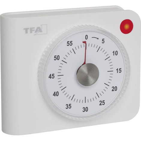 TFA Dostmann Elektronischer Timer Minuteur blanc analogique