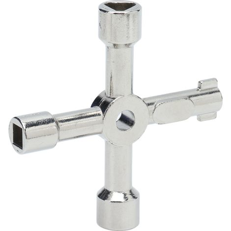 Clé universelle 4 en 1 en zinc pour plomberie et meubles (1/5)