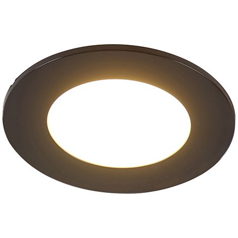 Qazqa – Spot encastrable extérieur IP65 noir – LED dimmable 3 niveaux – Ø 90 mm – Éclairage salle de bains – 350 lumens – 2700K