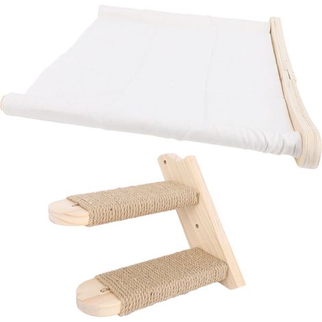 Hamac mural pour chat avec marches, meuble mural en bois, étagère à grimper, lit mural stable pour chat d'intérieur. (1/5)