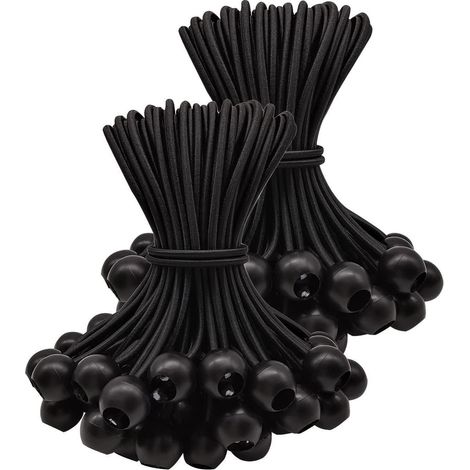 Spanngummis mit Kugel 100 Stück, 15cm, dehnbar bis 30cm, schwarz (1/5)