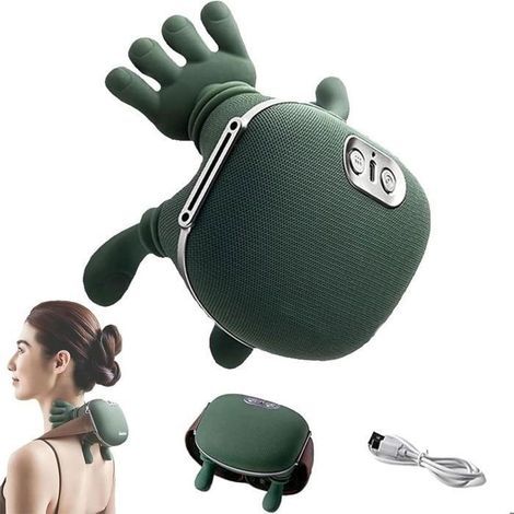 Nackenmassagegerät, Nacken- und Rückenmassagegerät mit Wärmefunktion, Shiatsu-Nackenmassagegerät, 3D-Rotation, 3 einstellbare Geschwindigkeiten (1/5)