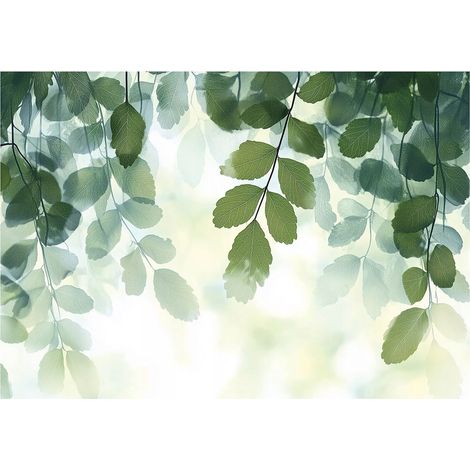 Papier peint intissé à feuilles vertes pour la décoration murale, facile à poser – 400 x 280 cm Wallarena (1/4)
