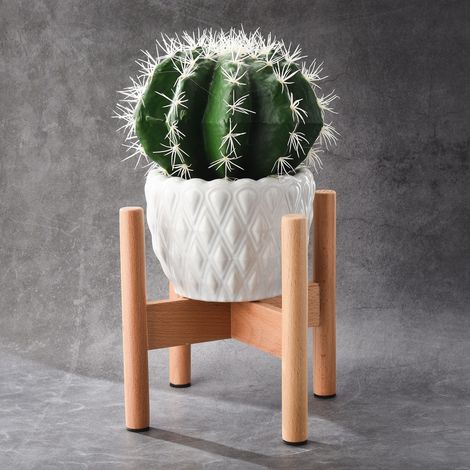 Support pour plantes en bois, hauteur 20 cm, diamètre intérieur 18 cm, pour pot de fleurs sur pied (1/5)