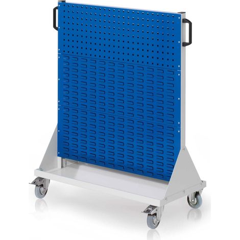 Kappes RasterMobil® mobiler Arbeitsplatzschrank Größe 3 1230x1000x500mm 2 Lochplatten 4 Schlitzplatten - enzianblau