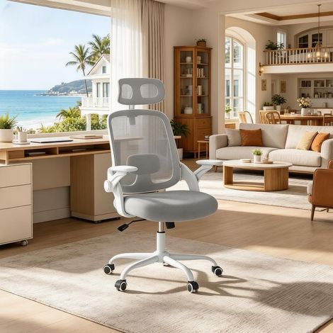 Fauteuils de bureau ergonomiques, sièges de travail classiques à dossier élevé, chaises de réunion confortables (lot de chaises professionnelles uniquement) (1/4)