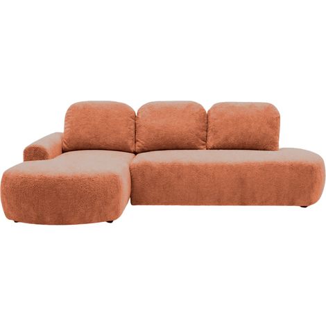 COLIN - Canapé d'angle tissu texturé 3 places Terracotta Gauche (1/5)