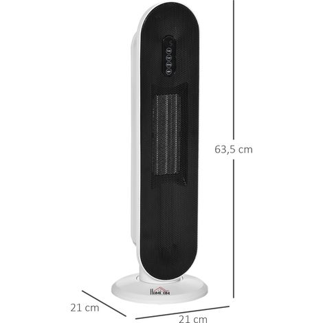 Radiateur soufflant électrique 2000W céramique tour de chauffe, télécommande, minuterie 24h, oscillation, compact 21x21x63,5cm (1/5)