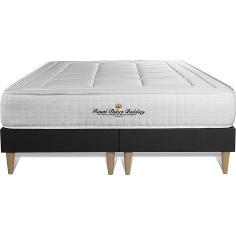 Base tapizada negro + Colchón con espuma viscoelástica 180 x 200