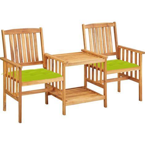 Sillas y mesita de jardín con cojines madera maciza acacia