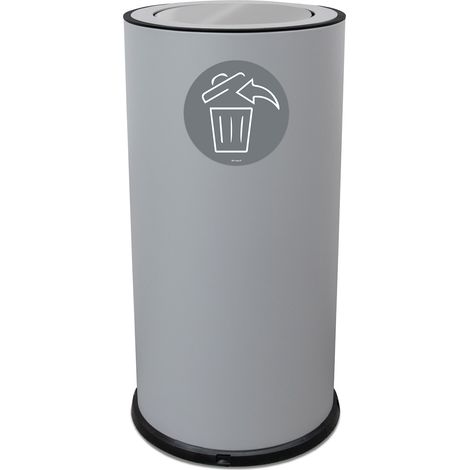 Pattumiera Per Raccolta Differenziata Ø35xh72 cm In Acciaio Verniciato con Coperchio Basculante Grigio (1/2)
