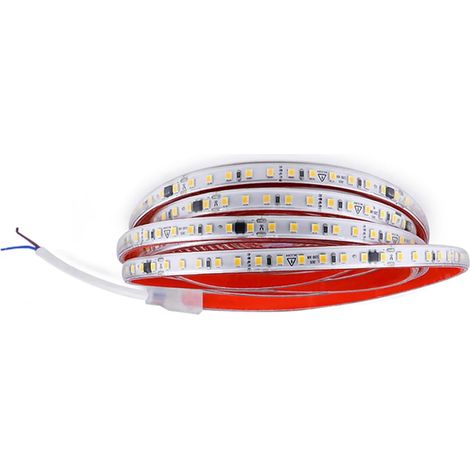 5m Ruban à LED avec IC - blanc chaud, direct vers AC 220V, autocollant, Bande de 2835 SMD 120 LEDs/m, éclairage très lumineux, IP65 étanche (1/5)