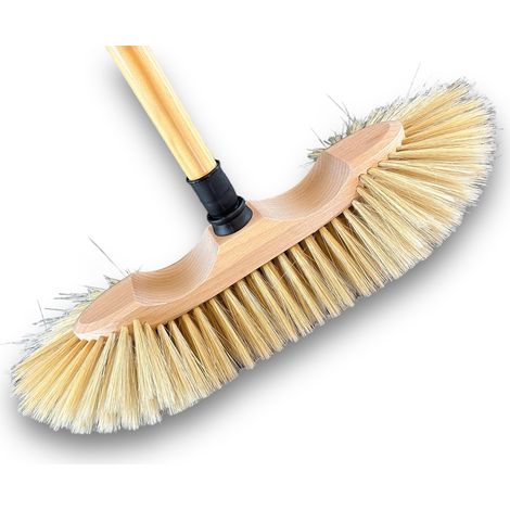 Balais ménage demi-tête Garnissage soie blanche 65 mm Sans manche - A l'unité - Avec manche 125 cm