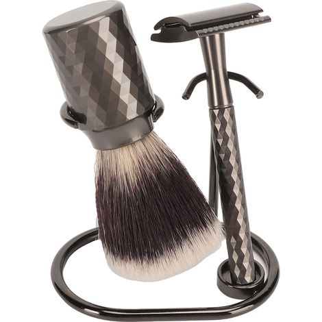 Kit coupe-barbe homme manuel double tranchant, manche de rasoir de sûreté sans lame, tondeuse à moustache classique, outil de rasage précision, accessoire barbier. (1/5)