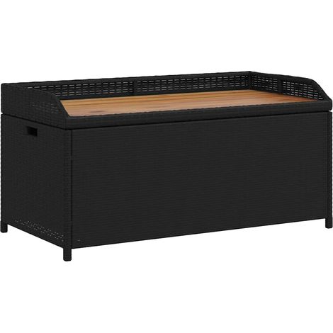 Maison Exclusive - Panca Portaoggetti Nera 100x50x52 cm Polyrattan e Legno Acacia (1/5)