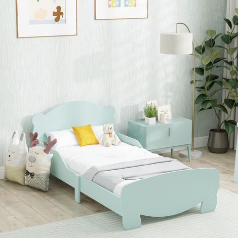 Lit enfant 70x140 cm avec barrières de sécurité thème d'ours pour garçons, filles, âgés de 3 à 6 ans, vert (1/5)