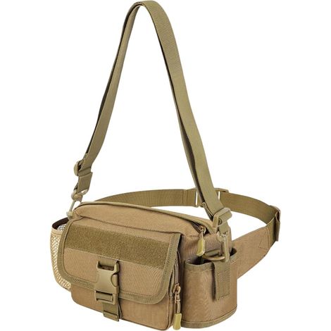 Sac à outils multifonctionnel comprenant une poche en filet élastique et des bretelles à coutures renforcées pour les longues expéditions, sac banane avec détecteur de métaux (1/5)