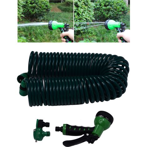 Manguera de jardín de EVA extensible de 15 m de largo con 7 modos, incluyendo aspersor y acoplamiento rápido, ideal para regar plantas y lavar coches. (1/5)