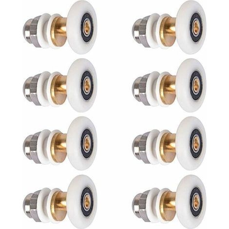 Porte de Douche - Rouleau Roulette Roue pour Porte de Douche Roulettes Coulissantes Porte Roue de Remplacement pour Rouleau 8 pièces 25mm (1/4)