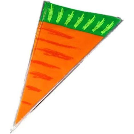 100 Sachets cône en plastique, motif carotte, 20x40 cm, avec attaches torsadées, pour bonbons et fêtes de Pâques (1/5)