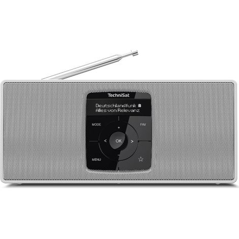 TechniSat DIGITRADIO 2 S - Radio estéreo portátil Dab con batería (Dab+, FM, transmisión de Audio Bluetooth, Pantalla OLED, Conector para Auriculares, estéreo 2 W RMS) Blanco/Blanco