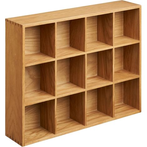 Pia étagère murale, porte‑tasses 12 tablettes placage chêne. (1/5)