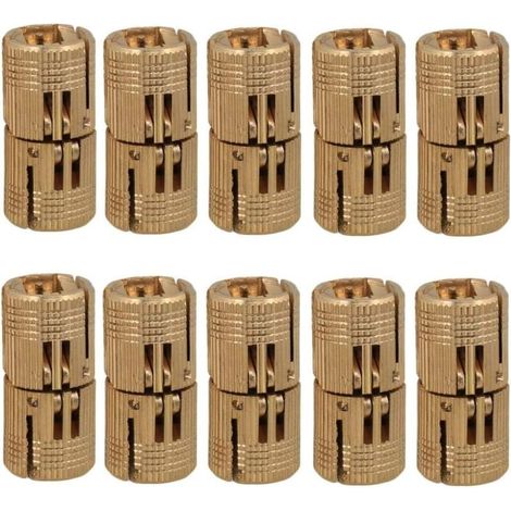 ZVD-10 Pcs Charnières Cylindriques en Laiton, Caché Charnière Invisible Tonneau pour DIY Porte en Bois Armoire Caravane, 10 mm (1/4)