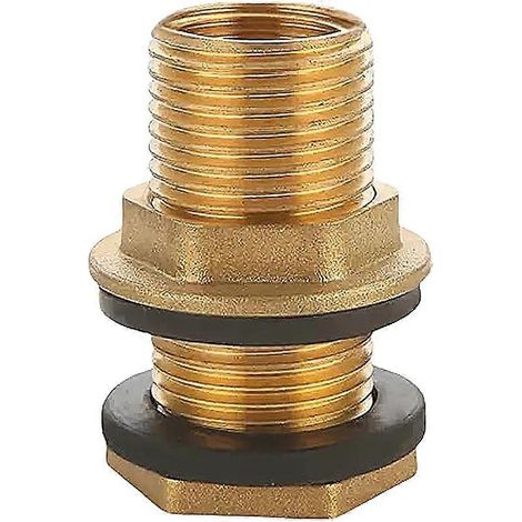 Connecteur de réservoir d'eau en laiton massif Joywayus, filetage interne 1/2 pouce vers filetage externe 3/4 pouce, avec joint de séparation fileté et deux anneaux en caoutchouc. (1/5)