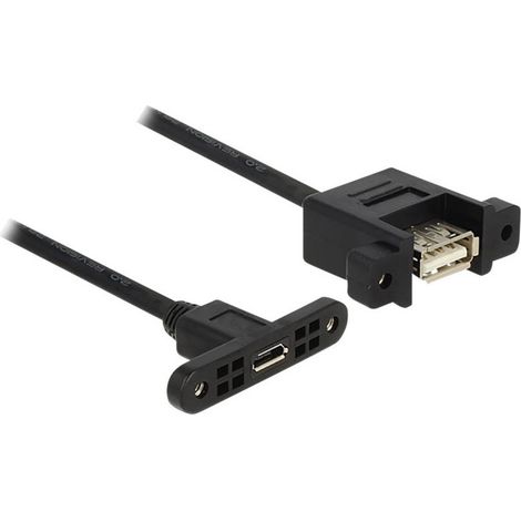 Delock Câble USB USB 2.0 USB-Micro-B femelle, USB-A femelle 0.25 m noir 85109 (1/3)