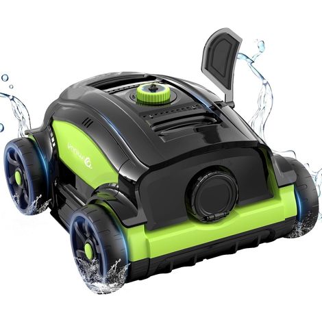 300II Robot Piscine Aspirateur Piscine sans Fil avec Batterie 120 Min LED Stationnement Automatique Nettoyeur de Piscine pour Piscine Hors-Sol 100m² Noir Vert (1/5)