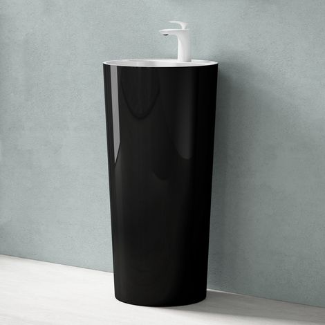 doporro freistehendes Standwaschbecken BTH: 45x45x90cm Col135, innnen weiß+außen schwarz, aus Gussmarmor Waschtisch Waschplatz Standsäule (1/5)