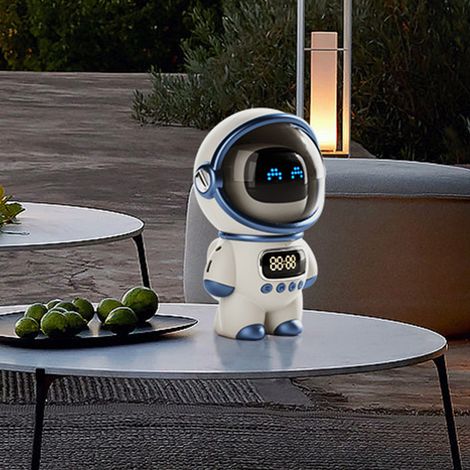 Enceinte Astronaute IA, enceinte Bluetooth intelligente, horloge, petite veilleuse, cadeau d'anniversaire, blanche (1/5)