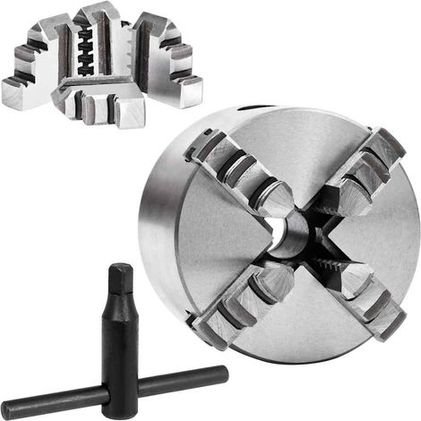 vidaXL Mandril de torno autocentrante de 4 mordazas 80 mm acero K12 80 (1/2)