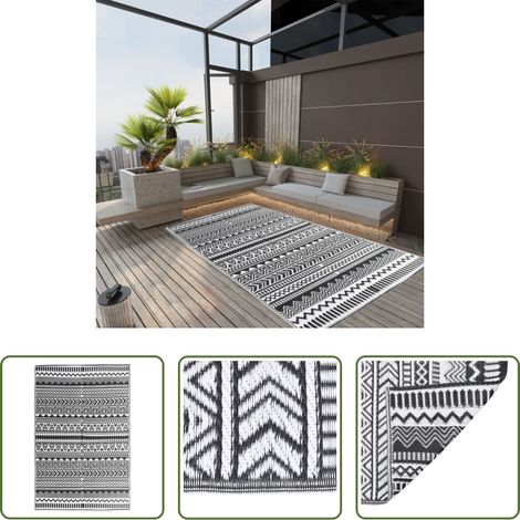 Balkon Teppich -  Outdoor-Teppich ARAKIL Schwarz 160x230 cm PP (1/5)