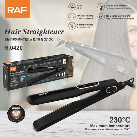 Fer à friser à température réglable conforme aux normes européennes - Lisseur - Plaques en céramique - Convient pour lisser et boucler les cheveux secs ou mouillés - Boucle à 230° vers l'intérieur (1/4)