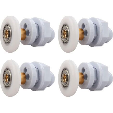 FENOPLASTICARoulettes Porte de Douche, 4 Pièces Roulette Porte Coulissante Douche en Laiton, Roulette Porte Coulissante, pour Remplacement de Douche Coulissante Verre Porte Coureurs Rouleaux (27MM) (1/5)