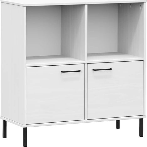 Maison Exclusive - Libreria Gambe Metallo Bianco 90x35x90,5 cm Legno Massello OSLO (1/5)