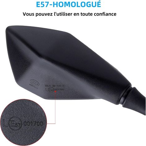 Rétroviseurs Latéraux de Moto E57 Homologué, 1 Paire Rétroviseurs Moto Universels, Réglable Rétroviseur Latéral M10 pour Scooter Moto Quad ATV (1/4)