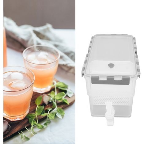 Carafe à eau grise en plastique de 3,5 L avec robinet, porte-bouteilles réfrigéré, porte-filtres pour jus infusés à froid (1/5)