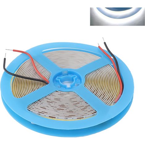 Ruban LED COB Flexible Auto-adhésif, 5m, 12V, CRI90, 110LM, 6000K Blanc Uniforme
