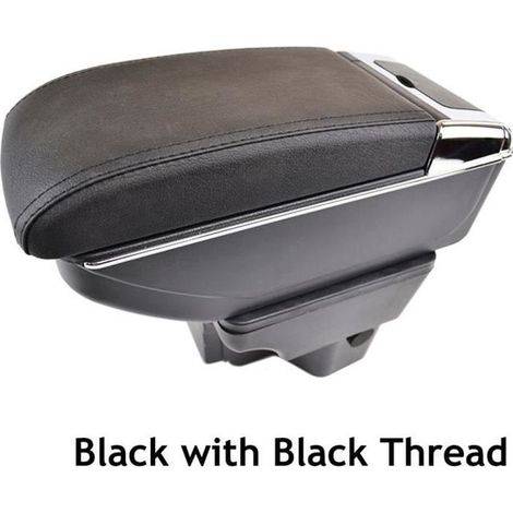 Accoudoir de console centrale en cuir noir pour Kia Rio 2012-2016 - double couche - rangement spacieux (1/4)
